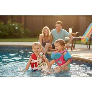 2-Pack Kids Swim Vests – Kent Cherry & Swim School Pink/Blue – Safety Floatation